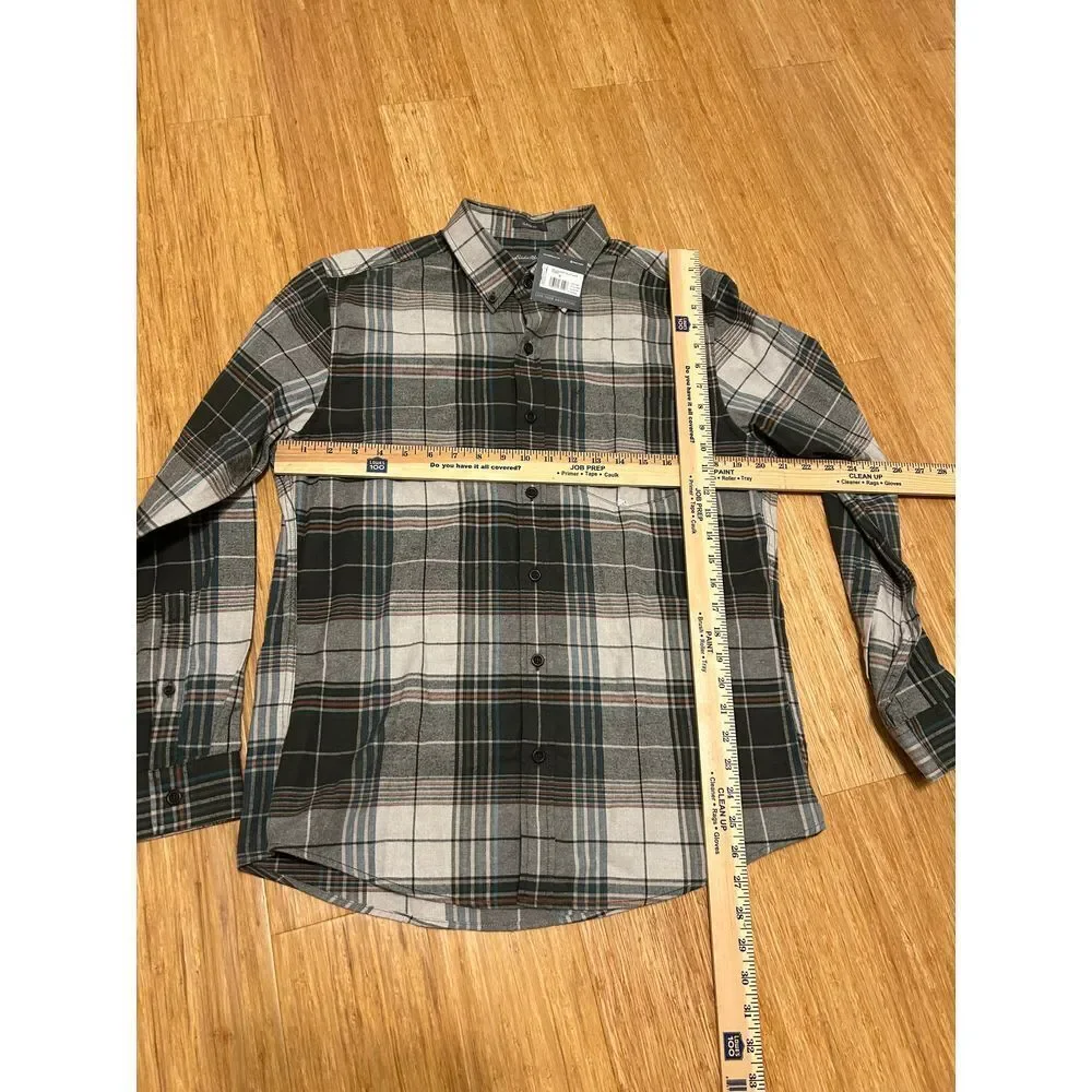 Eddie Bauer NWT men's green plaid flannel chest pocket shirt warm gift Christmas